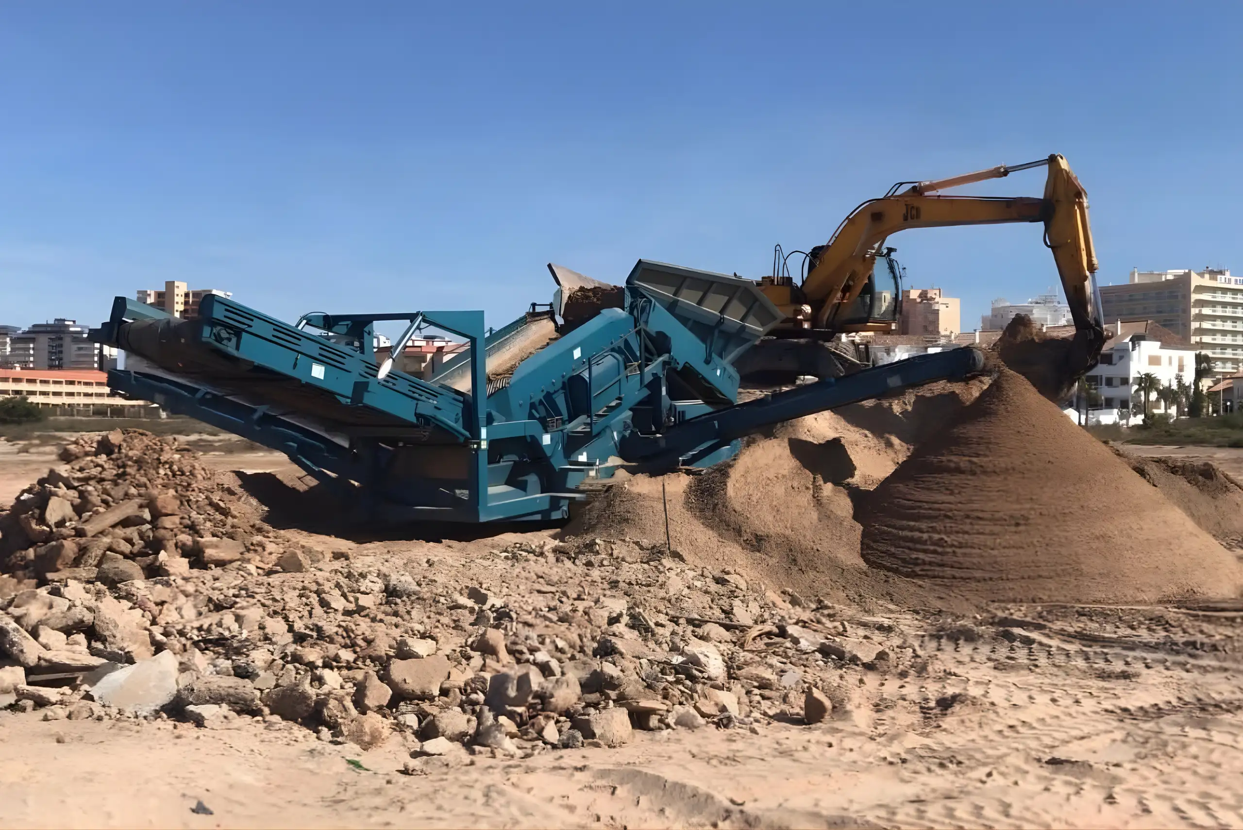 grúa excavando