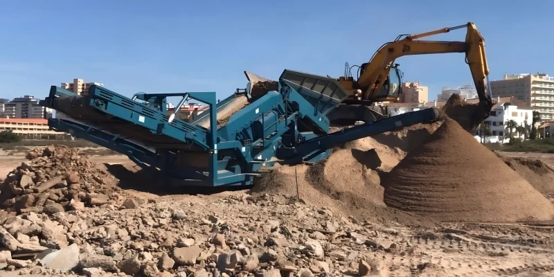 grúa excavando
